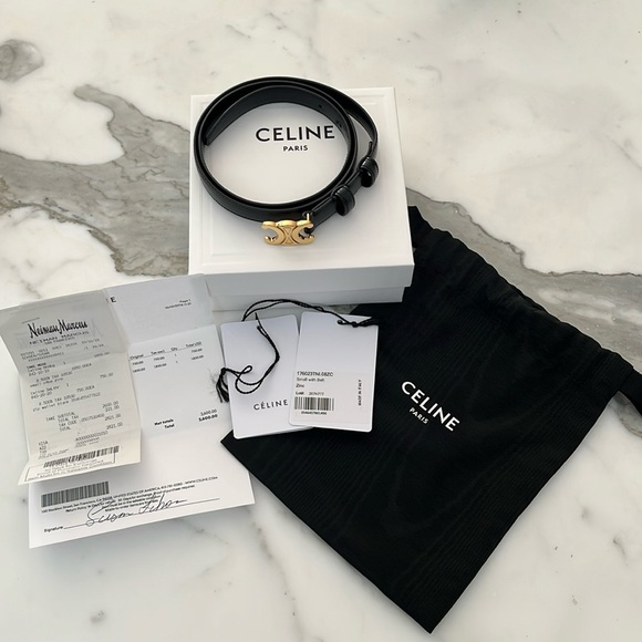 Celine small Triomphe Belt - size 85 - black - Picture 2 of 5